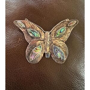 Sterling Silver Butterfly w/ Abalone Shell Accent Signed CEJ 3"